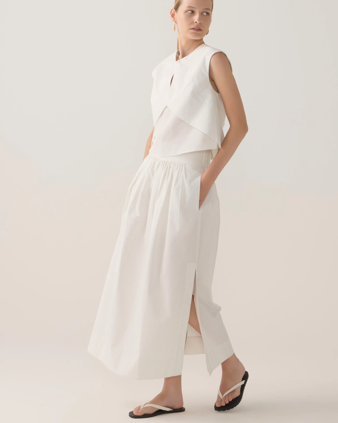 Dakota Top in White Pinstripe Poplin by Foemina