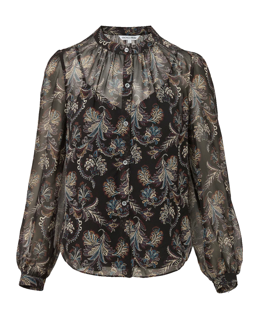 Ashlynn Silk Blouse in Black Paisley by Veronica Beard