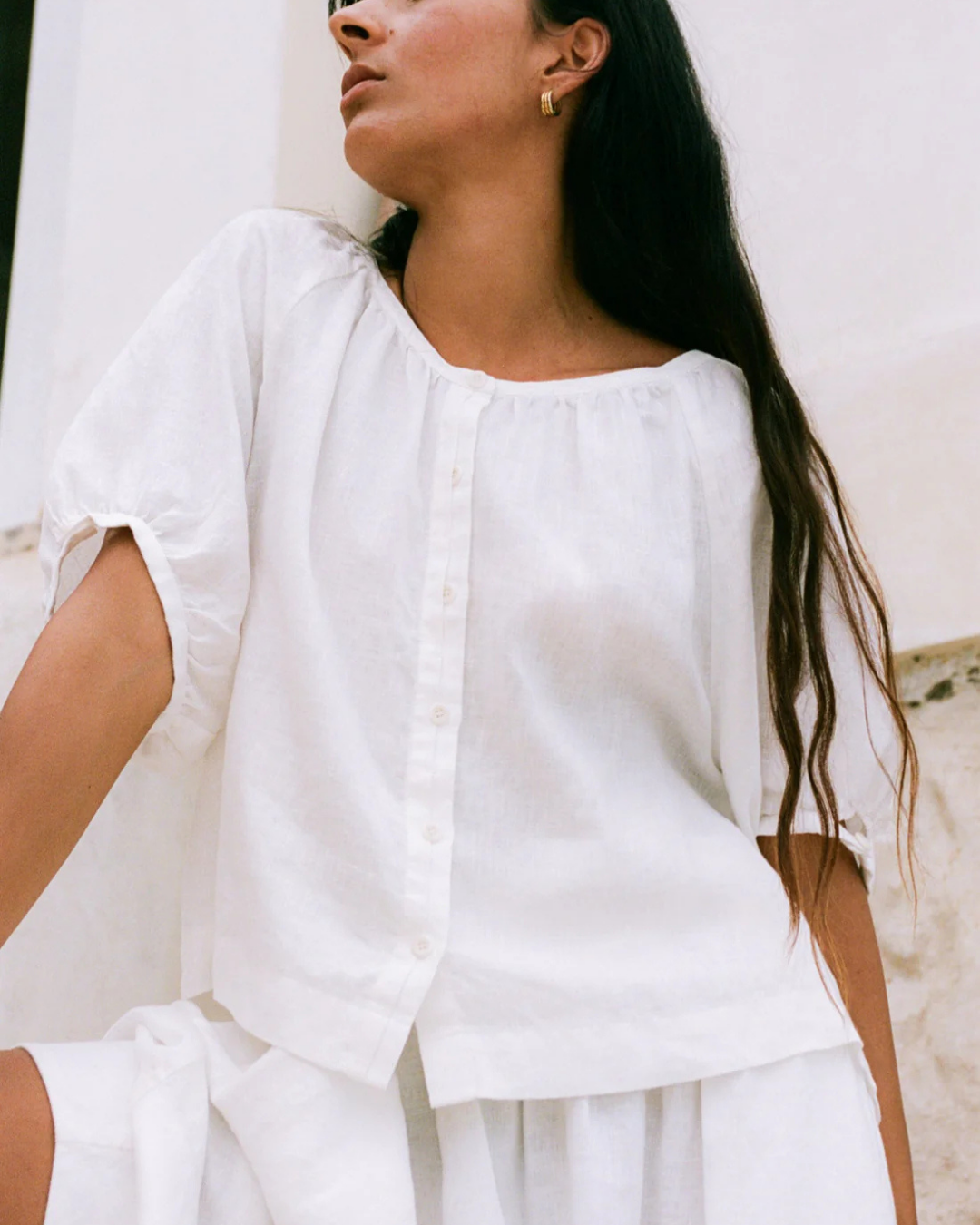 Pia Linen Top in Ivory by Lilly Pilly