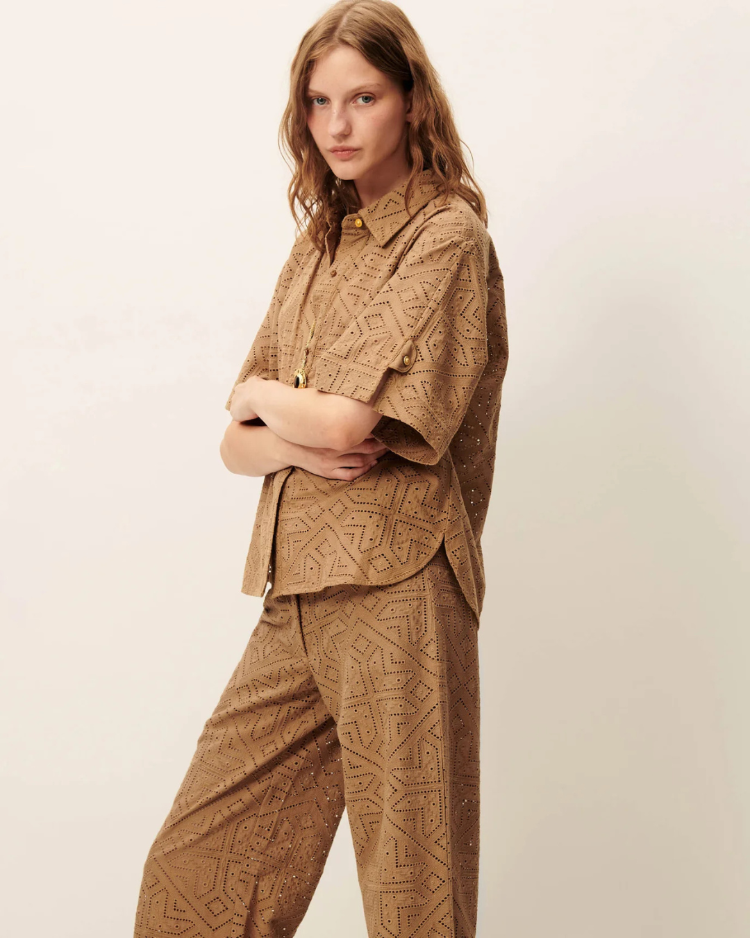 Kaia Embroidered Shirt in Pampa by Sessùn