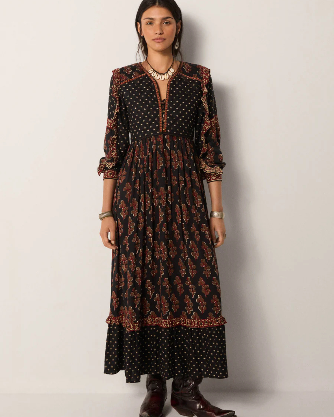 Lily Dress in Black Coffee by Maison Hotel