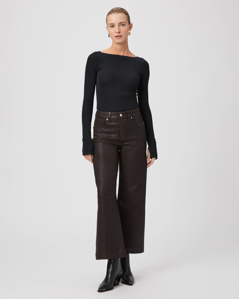 Anessa Wide Leg Jeans in Coffee by Paige