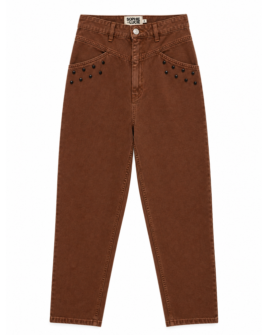 Corse Tachas Denim Jeans in Brown by SOPHIE + LUCIE
