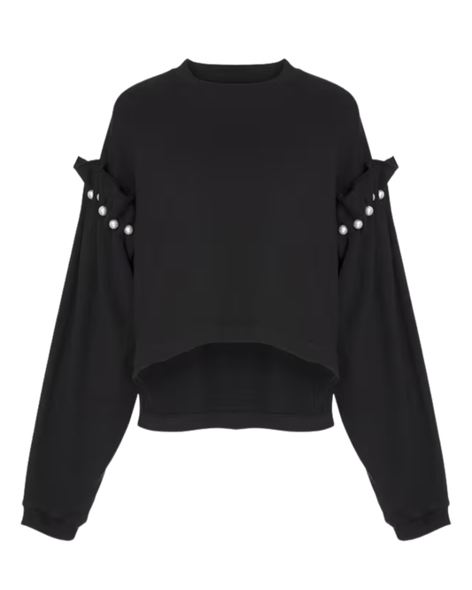 Dani American Fleece Cropped Sweatshirt in Black by AKYN