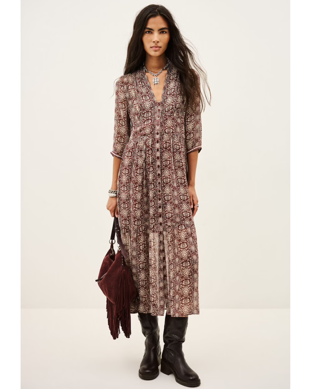 Dazzle Dress in Burgundy by BA&SH