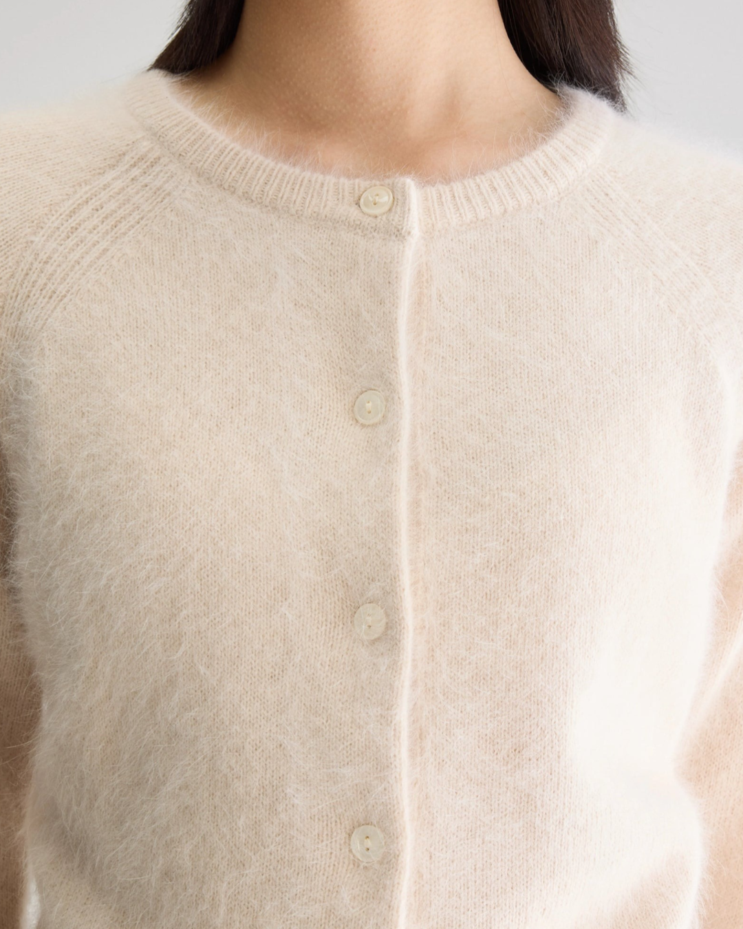 Datair Angora-Blend Cardigan in Ecru by Bellerose
