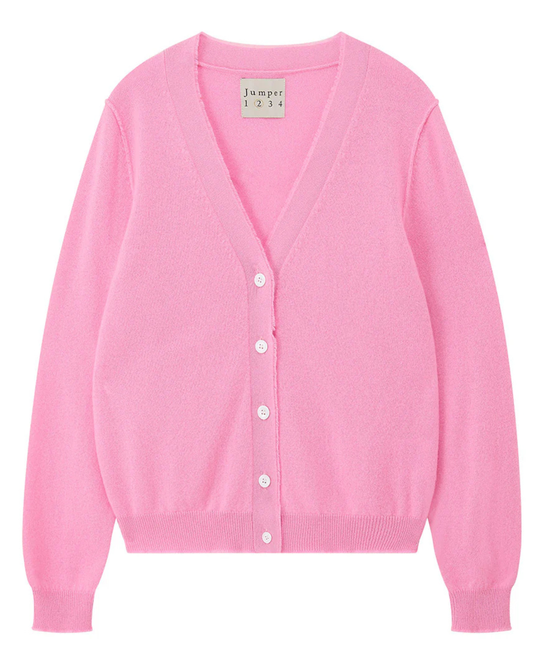 Distressed Vee Cardigan in Candy by Jumper 1234