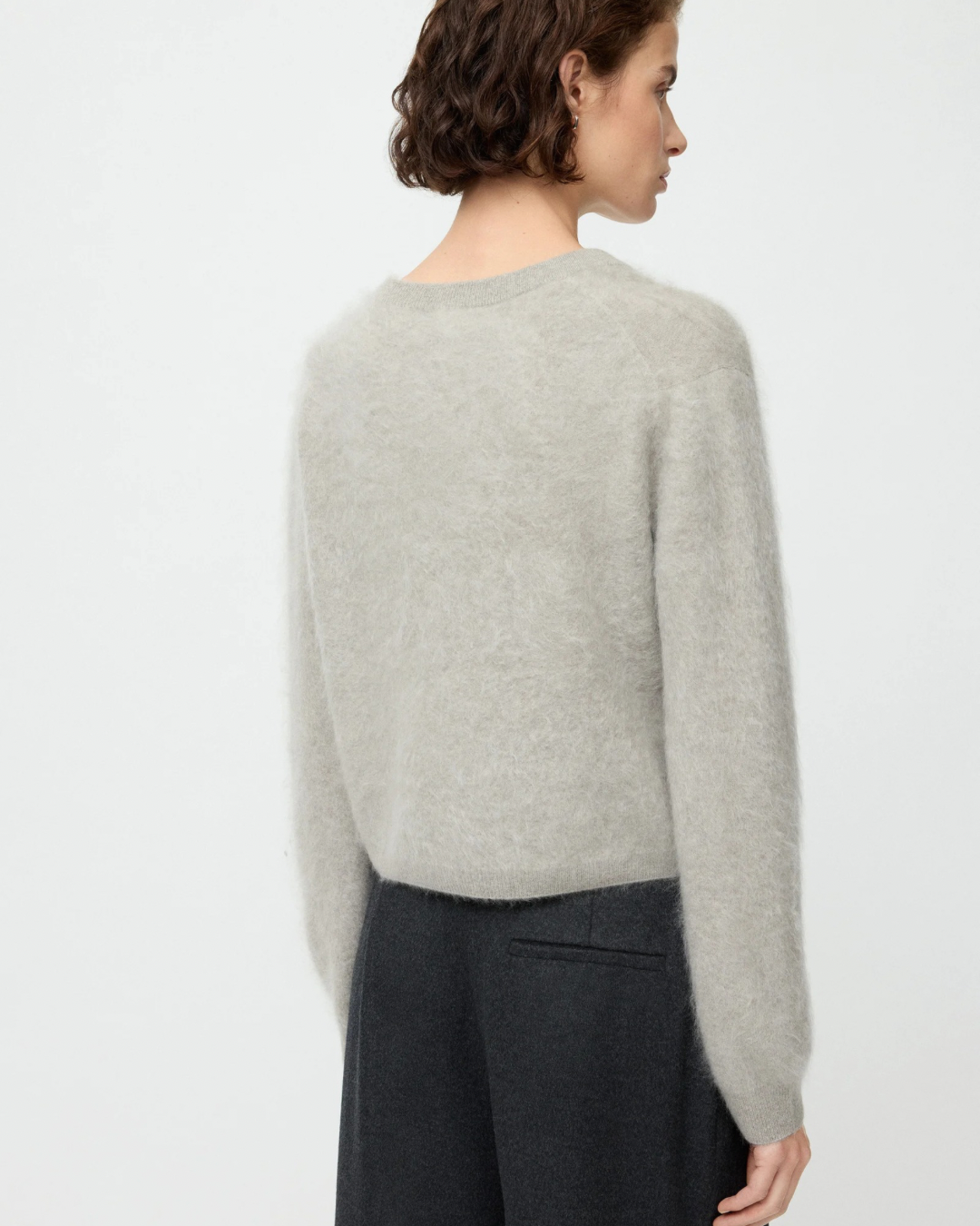 Argyle Cardigan in Greige by Soft Goat