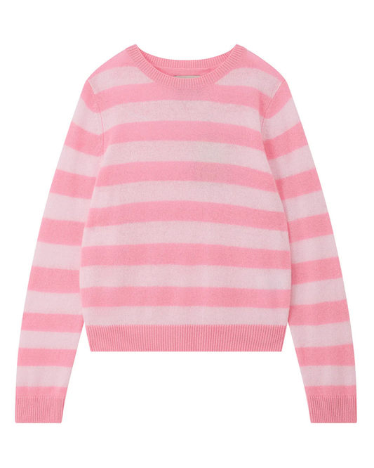 Cashmere Stripe Crew in Candy Sakura by Jumper 1234