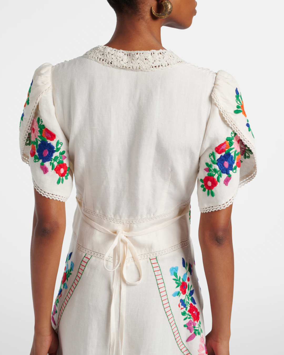 Novara Dress in Cream Anemone Embroidery by RIXO