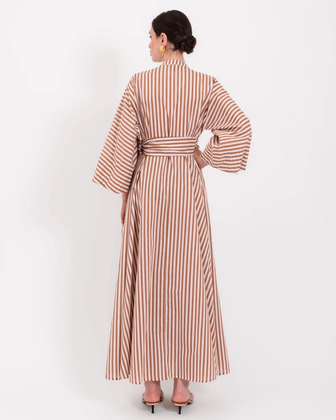 Pupa Dress in Beige Stripe by LAVI Couture