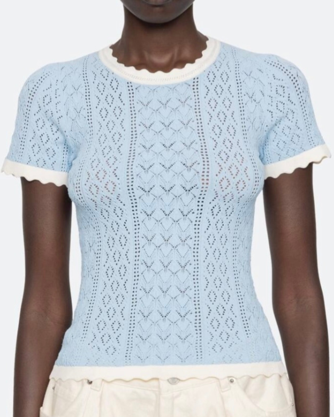 Georgia Knit Short Sleeve Top in Blue by Sea NY