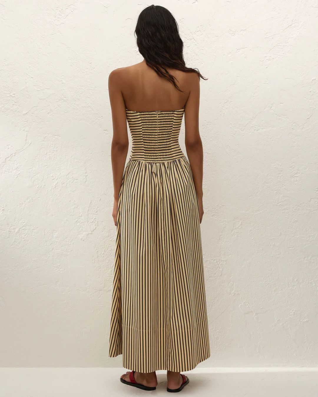 Vera Maxi Dress in Carmen Stripe Sand Cedar by Faithfull the Brand
