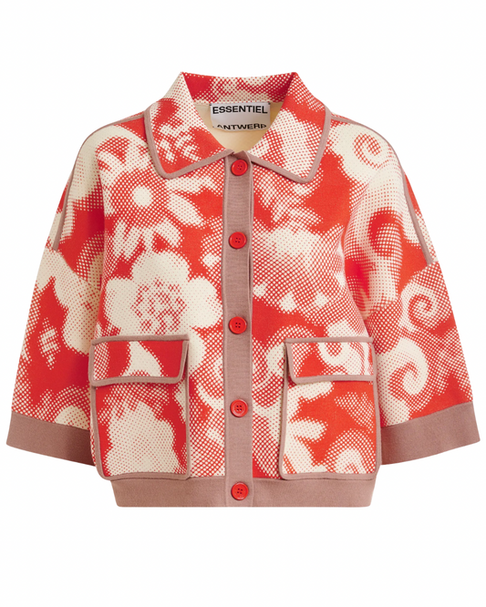 Joly Printed Knit Jacket in Orange Brulee by Essentiel Antwerp