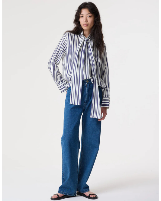 Viola Irregular Print Blouse in Navy by AKYN