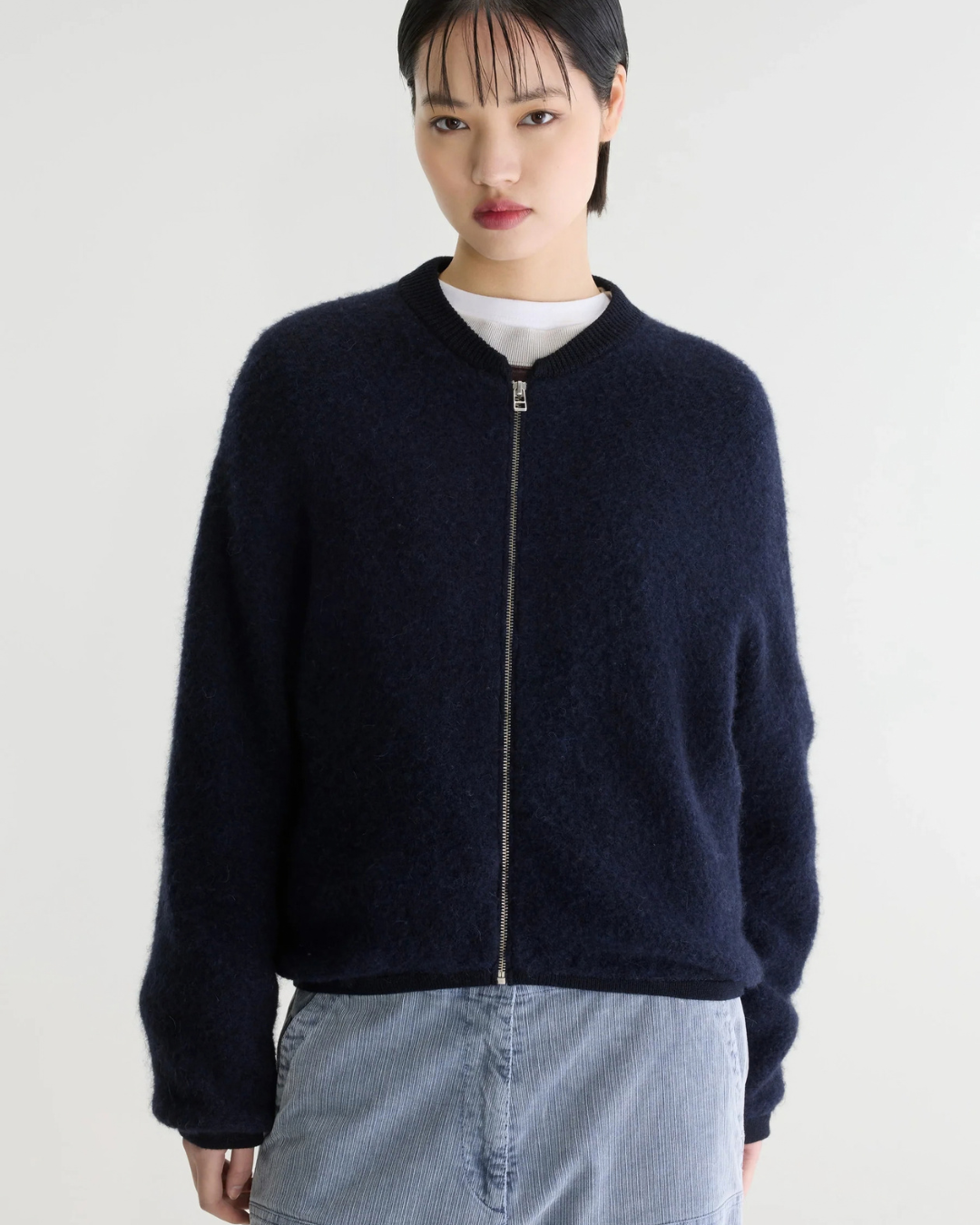 Asedi Zip Up Cardigan in Navy by Bellerose