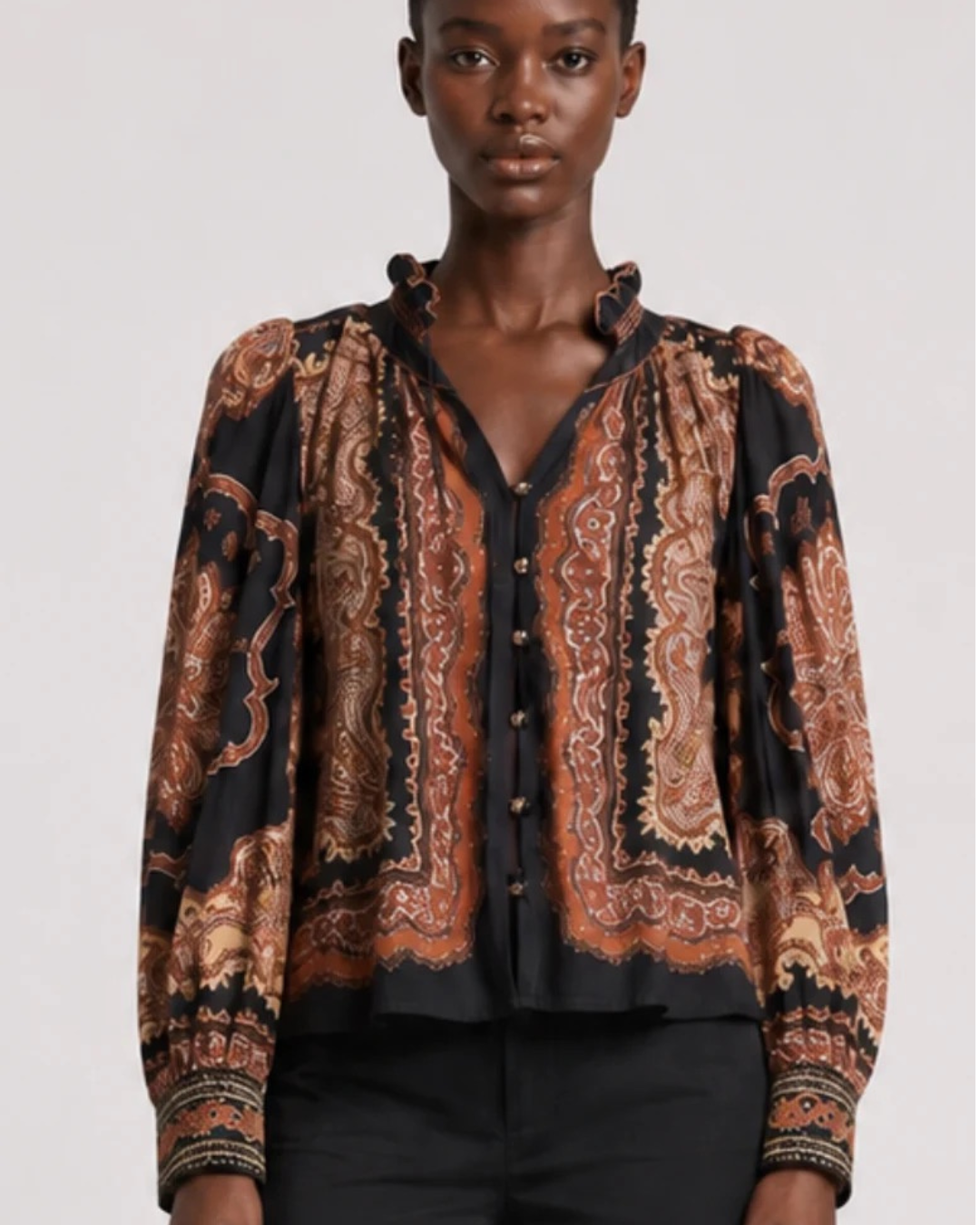 Isolde Top in Onyx Black with Rust by Scarlett Poppies