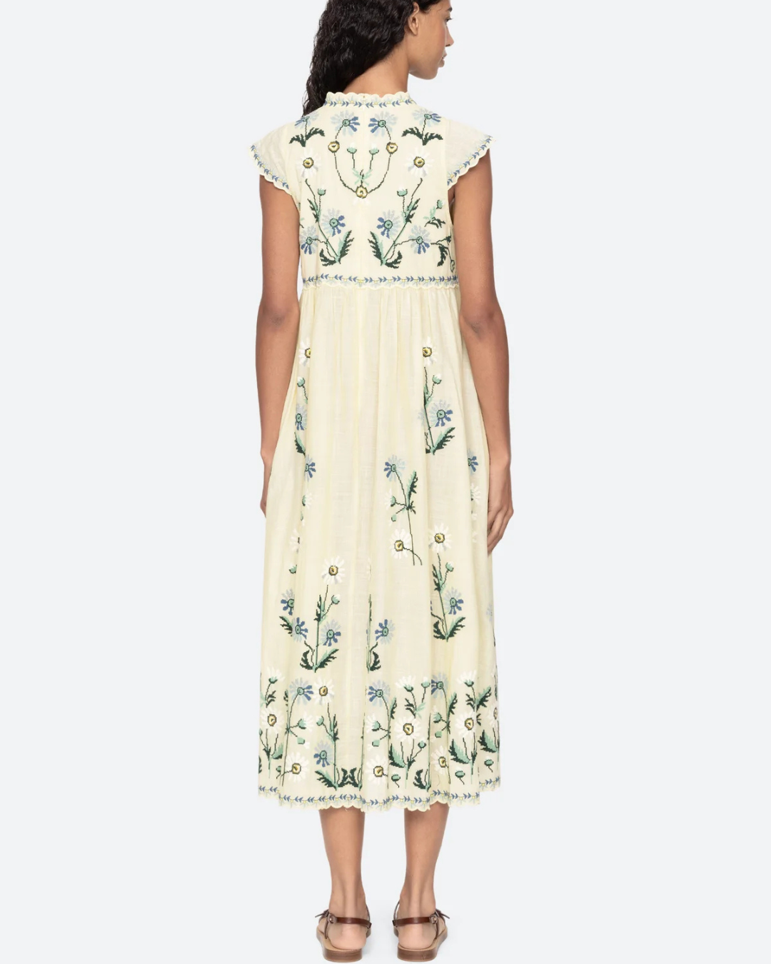 Audra Embroidery Midi Dress in Butter by Sea NY