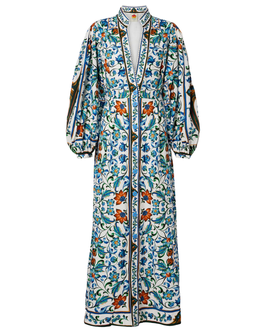Flora Tile Maxi Dress in Off White by FARM Rio