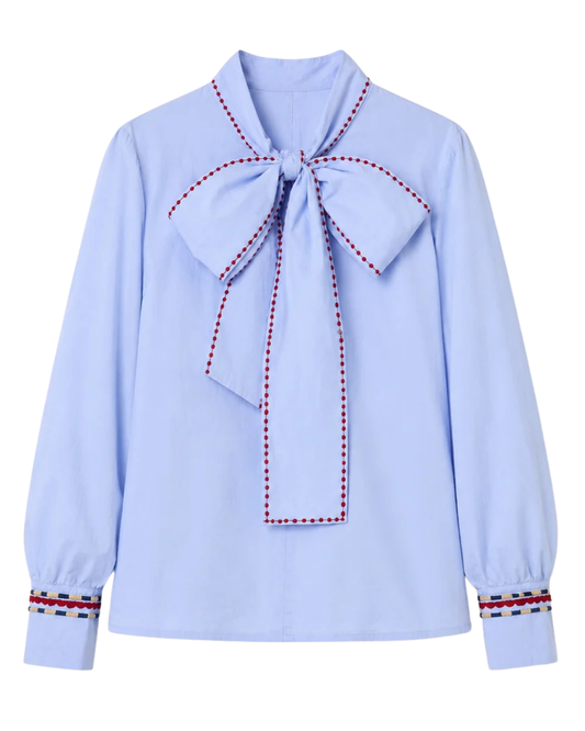Luciana Poplin Blouse in Blue by SOPHIE + LUCIE