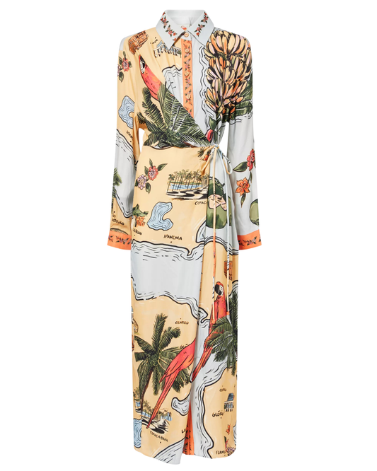 Beaches Path Collared Buttoned Maxi Dress by Farm Rio