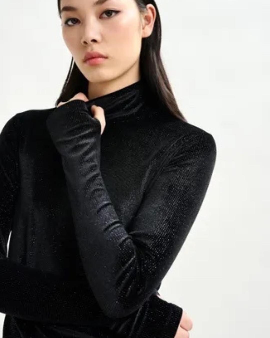 Indienne Velvet Jersey Top in Black by Essentiel Antwerp