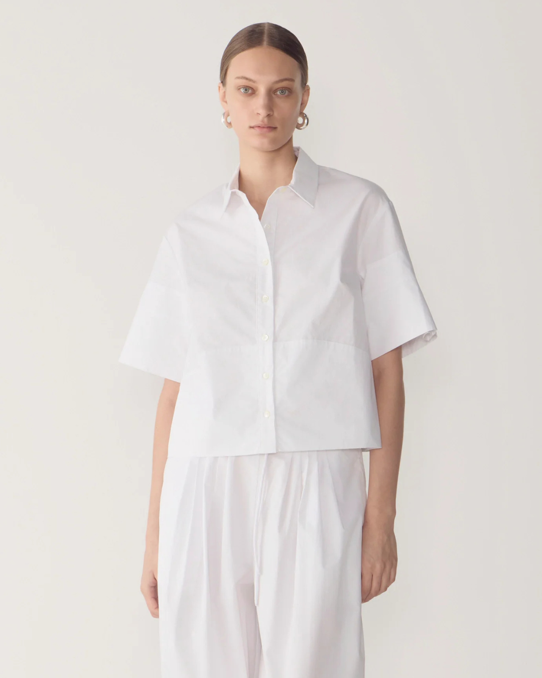 Zalia Shirt in White Poplin by Foemina
