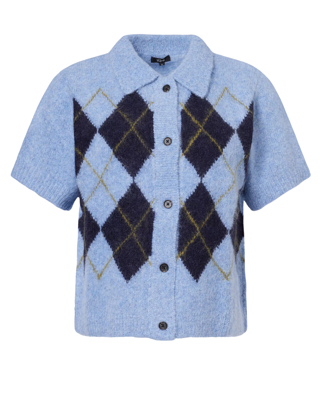 Kelly Short Sleeve Knit Cardigan in Argyle Blue by Rails