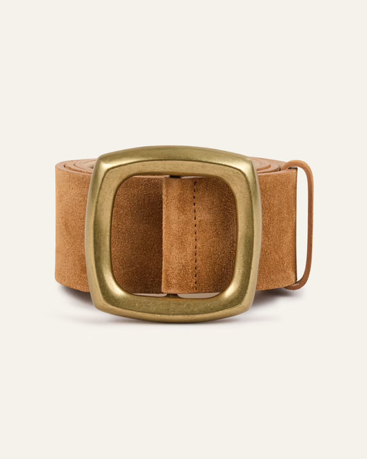 Bianca Wide Suede Belt in Cognac by BA&SH