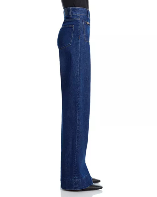 Sasha High Rise Patch Pocket Wide Leg Jeans in Enfield by PAIGE