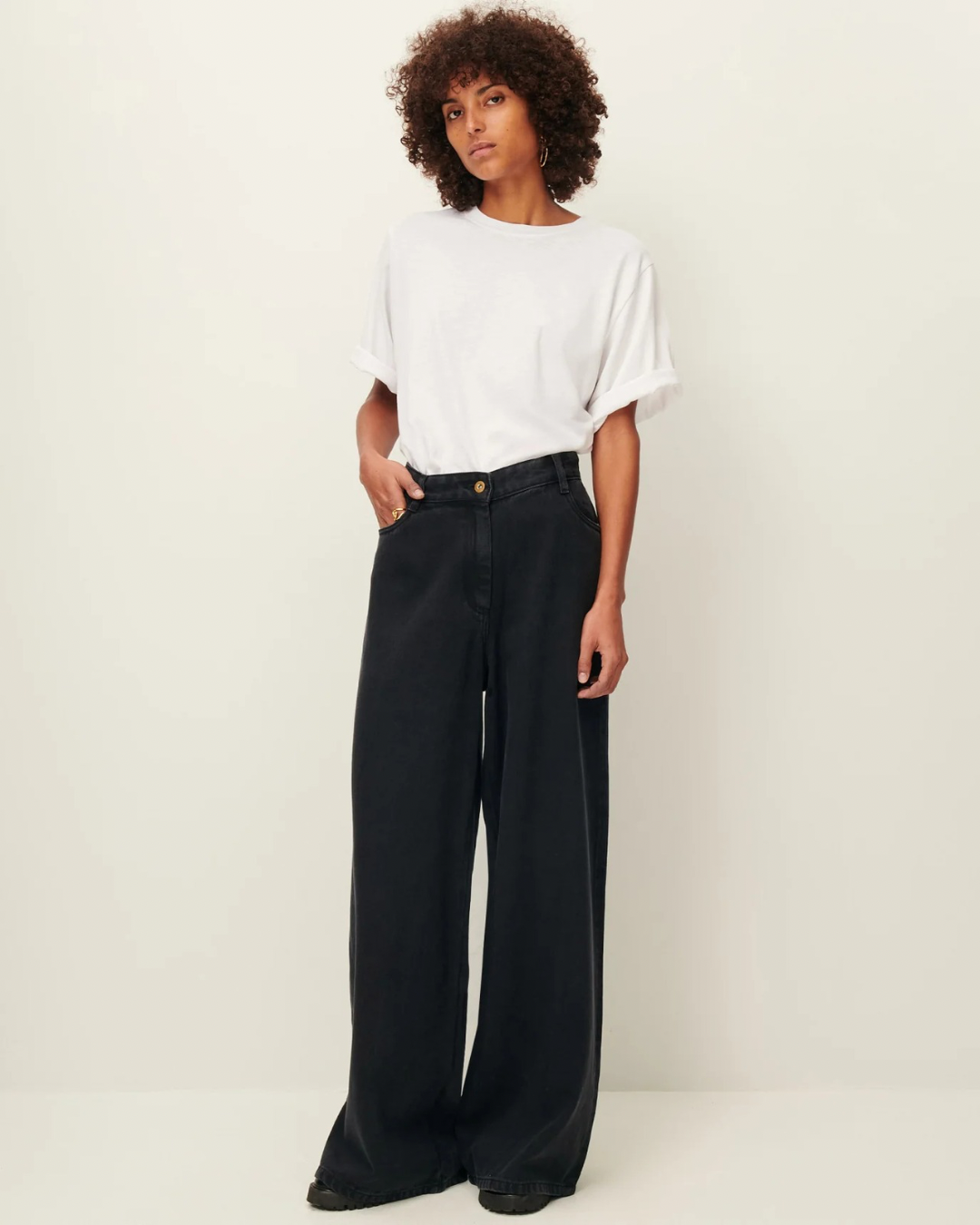 Dalt Jeans in Black by Sessùn