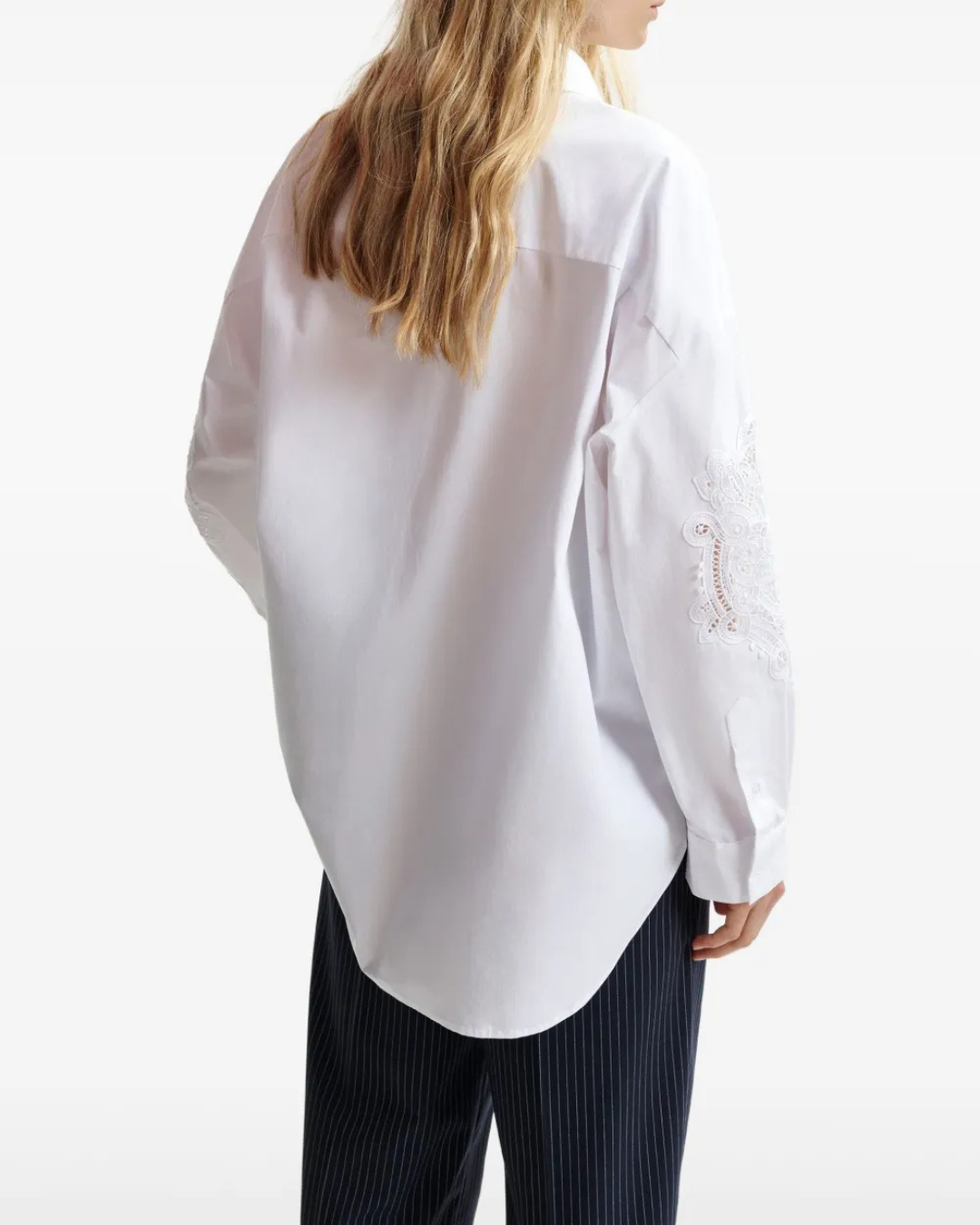 Hoofd Lace Panelled Shirt in White by Essentiel Antwerp