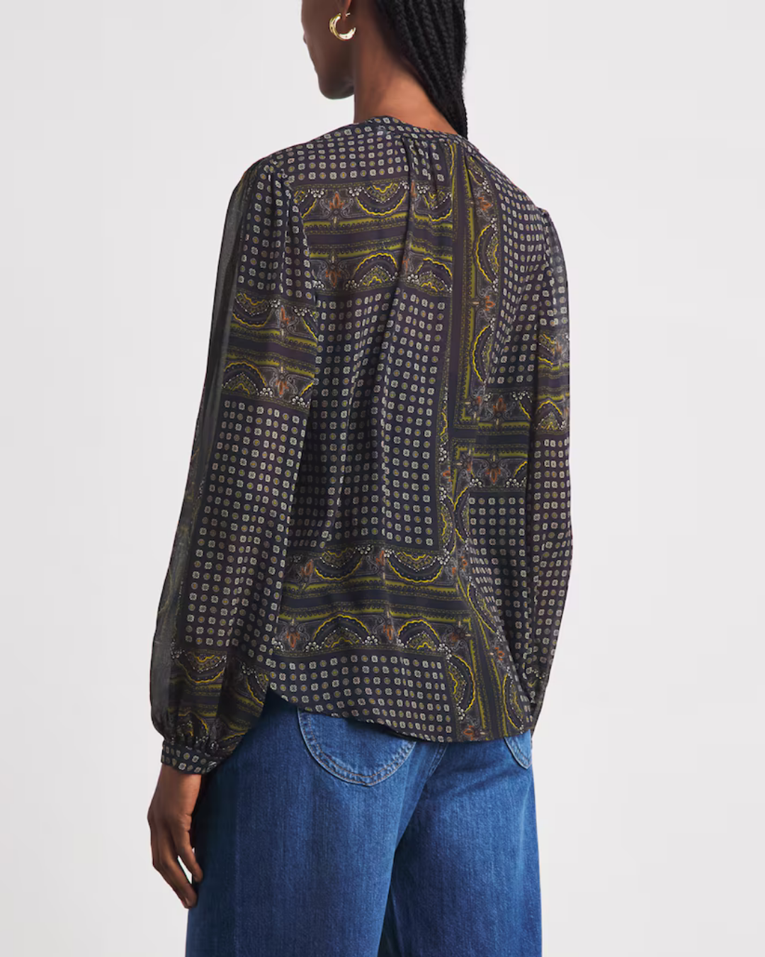 V-Neck Ashlynn Blouse in Heritage Navy by Veronica Beard