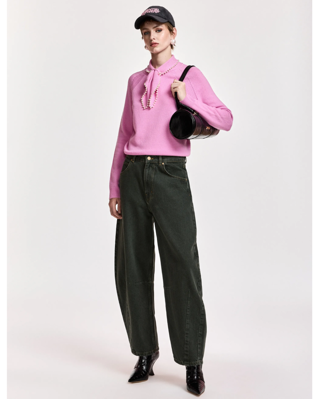 Kokos Barrel Leg Jeans in Green by Essentiel Antwerp