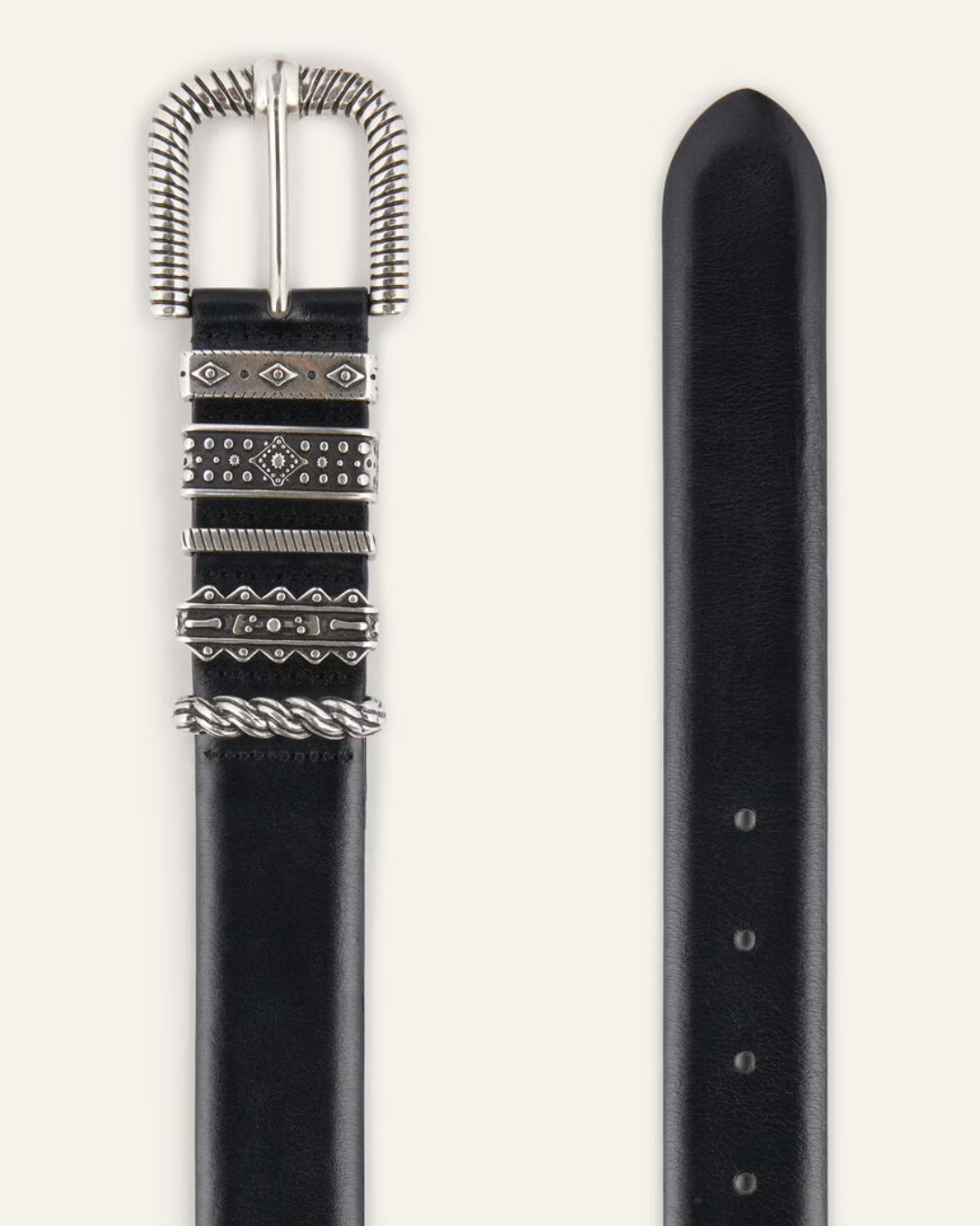 Berkane Multi Loop Leather Belt in Black by BA&SH