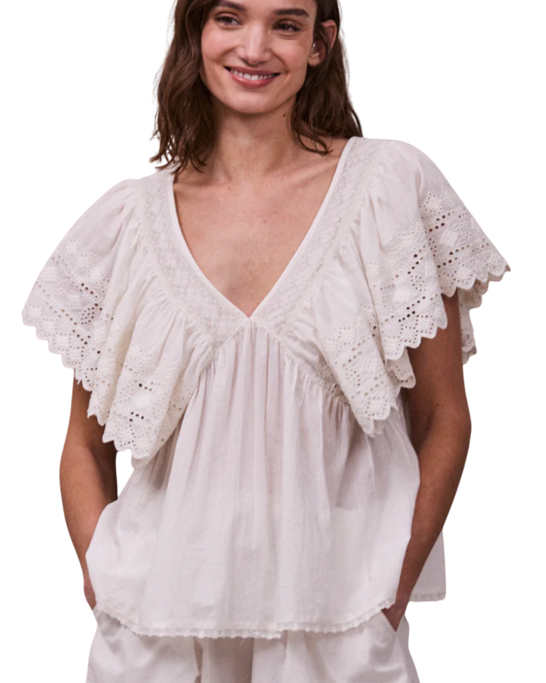 Camelia Top in Vintage White by FAUNE