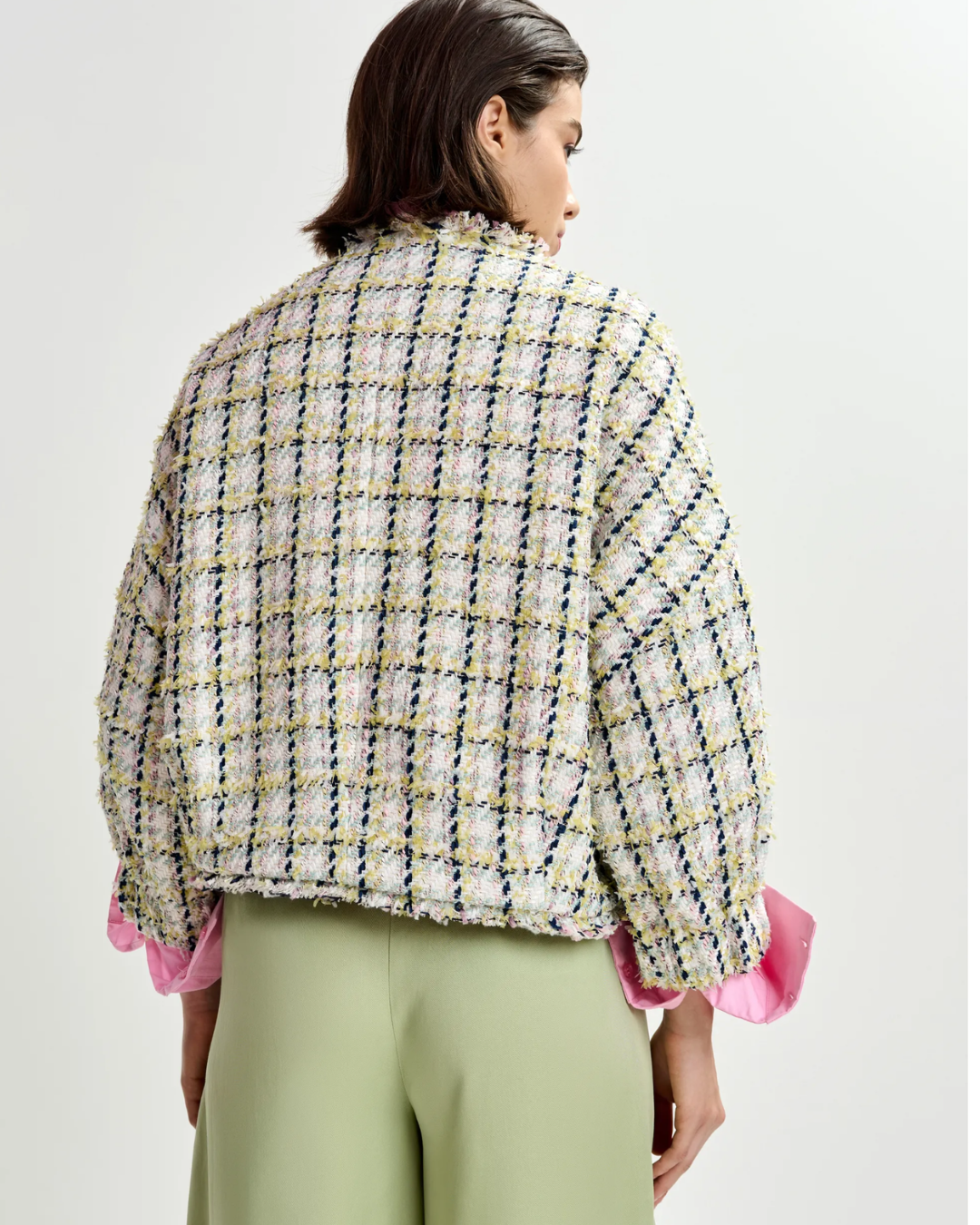Jayden Boxy Cropped Jacket in Basil Smash by Essentiel Antwerp