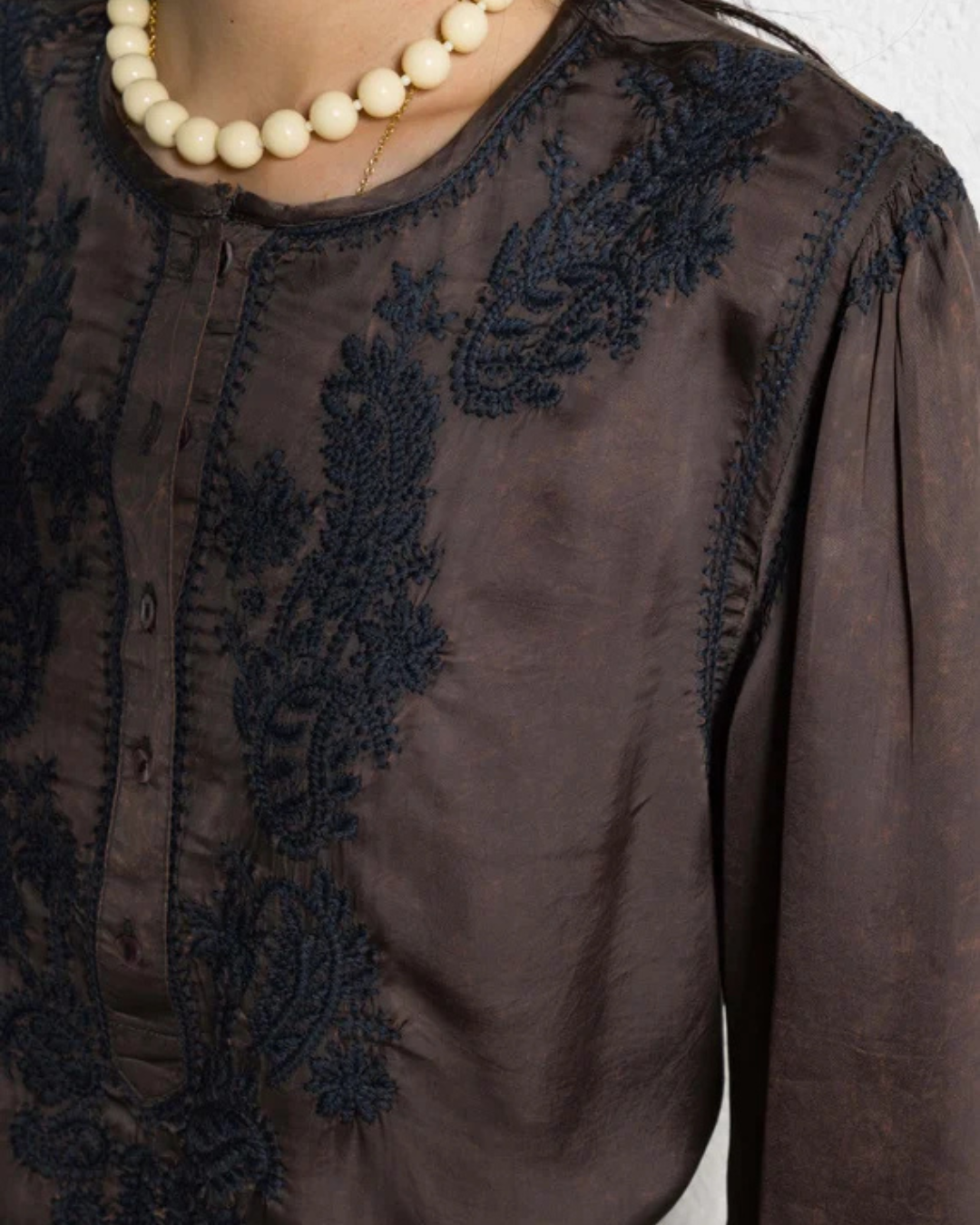 Clotilde Blouse in Mystic Green by Maison Hotel