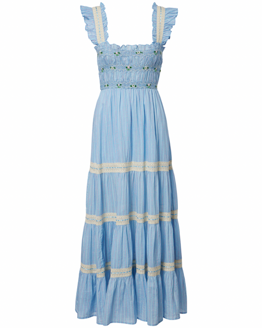 Aubrie Dress in Ikat Writing Blue by RIXO