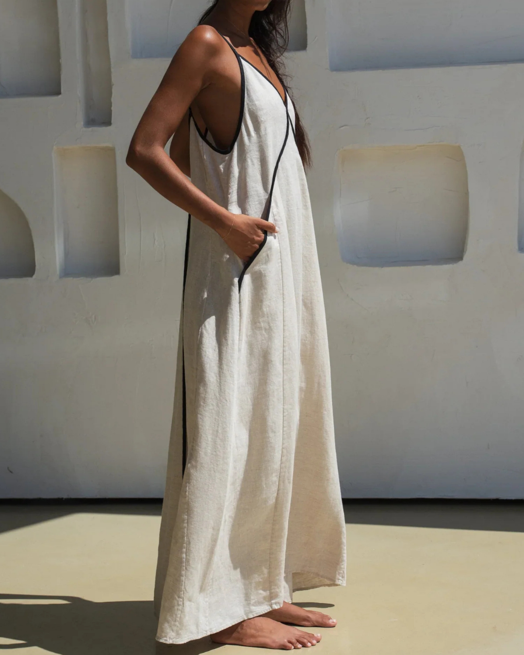 Azalea Linen Dress in Oatmeal by Lilly Pilly
