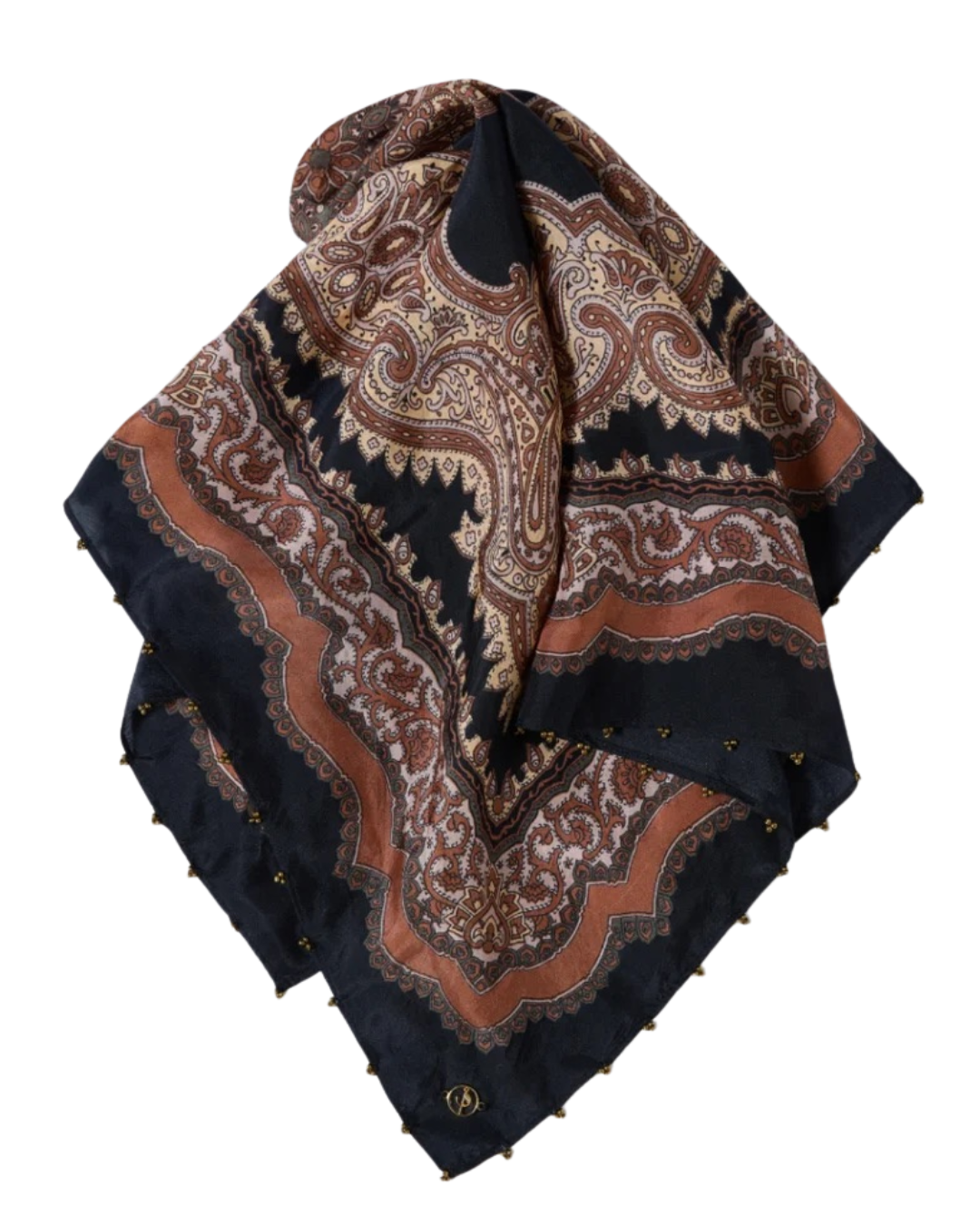 Myra Scarf in Onyx Black with Rust by Scarlett Poppies
