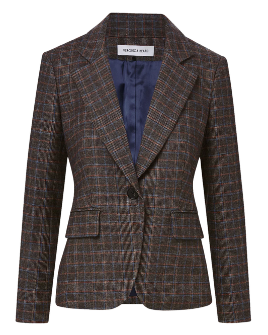 Tyra Plaid Dickey Jacket in Charcoal Grey by Veronica Beard