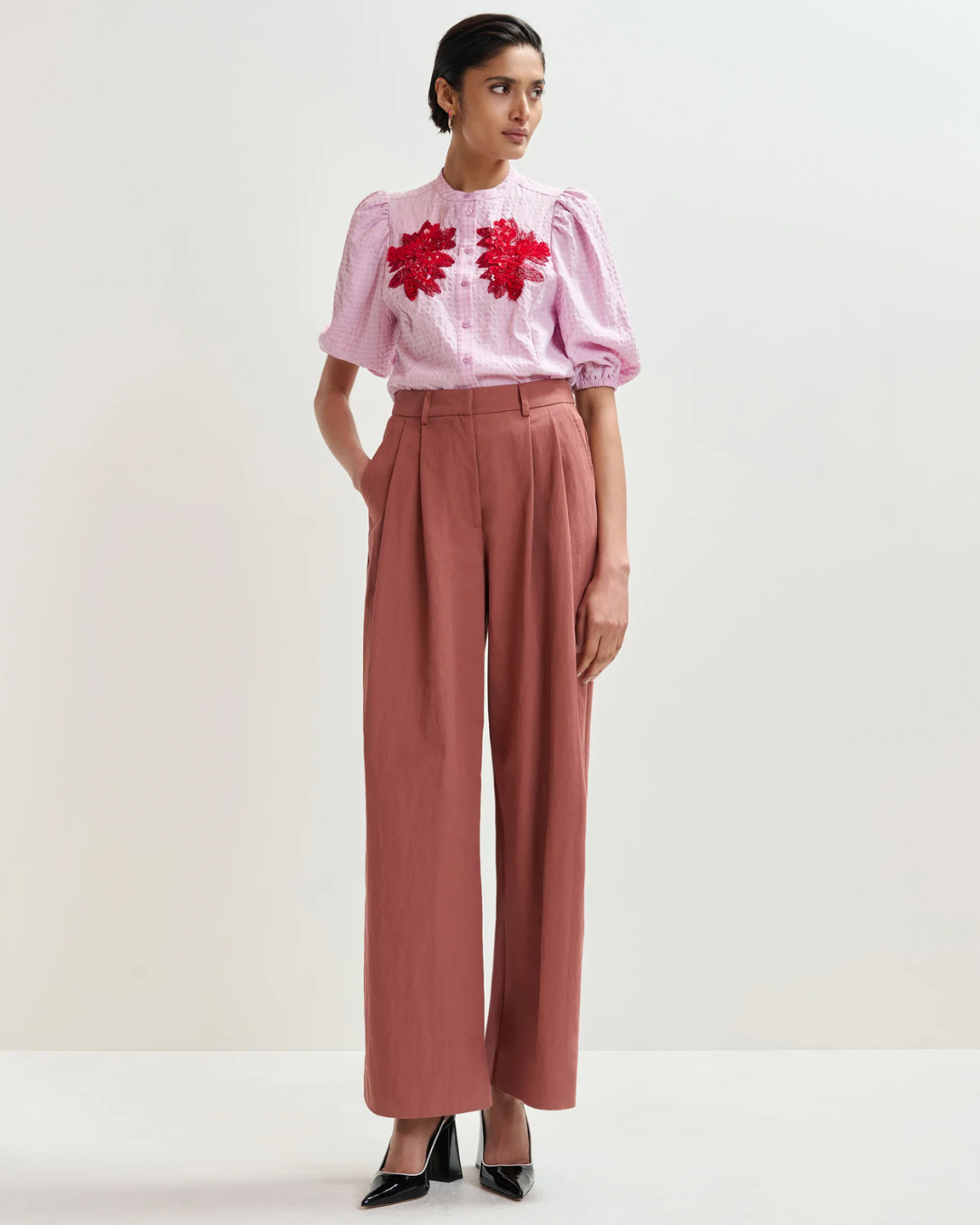 Jaiden Embellished Shirt in Bright Mauve by Essentiel Antwerp