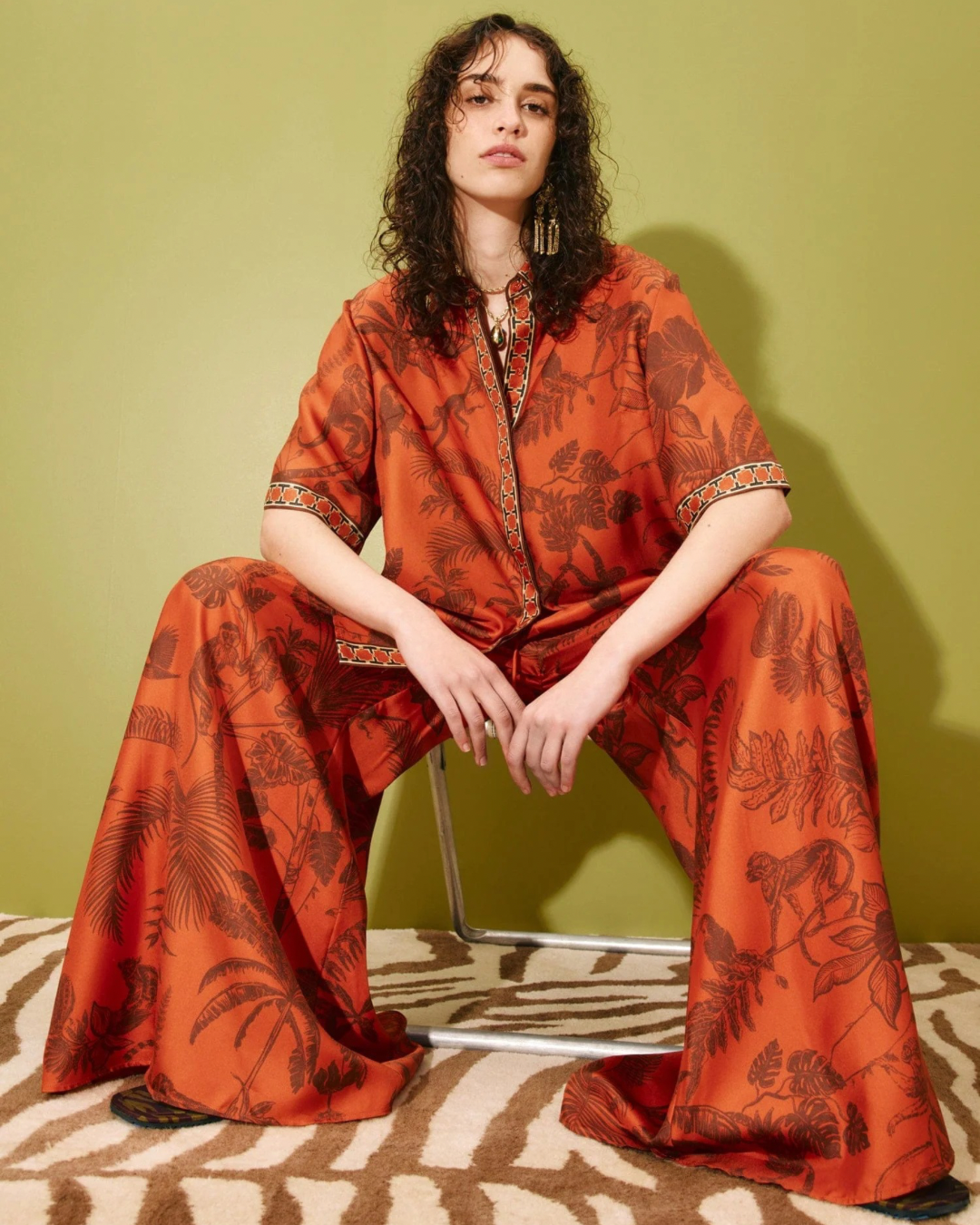 Monkey Dance Silk Palazzo Pant by Alemais