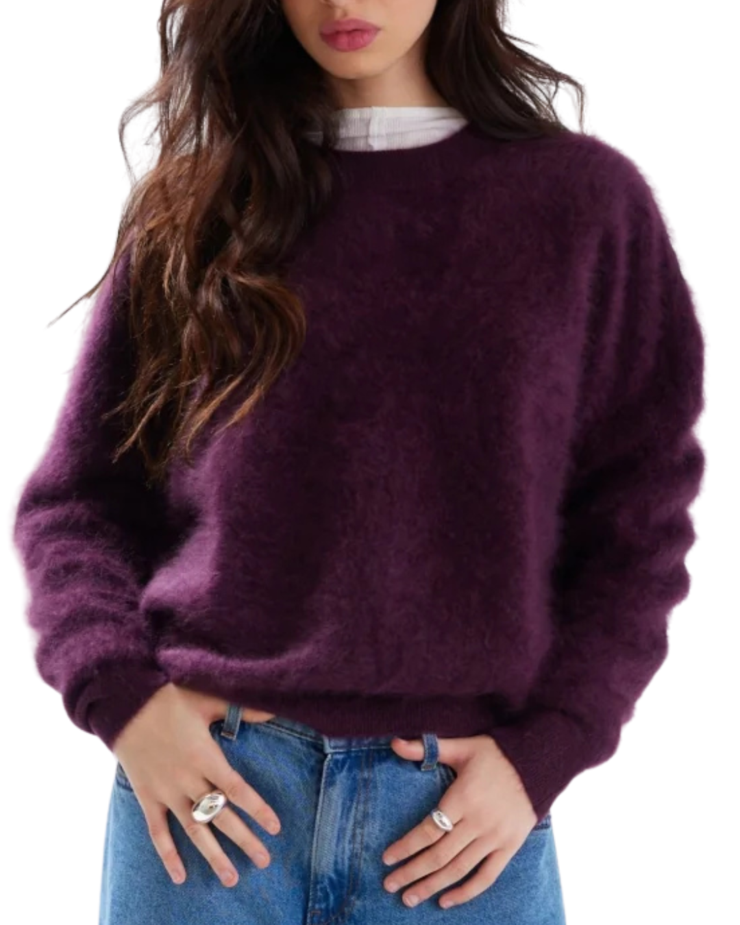 Brushed Mavis Crew Jumper in Elderberry by Colorush