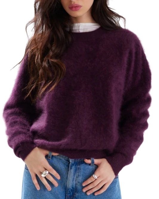 Brushed Mavis Crew Jumper in Elderberry by Colorush