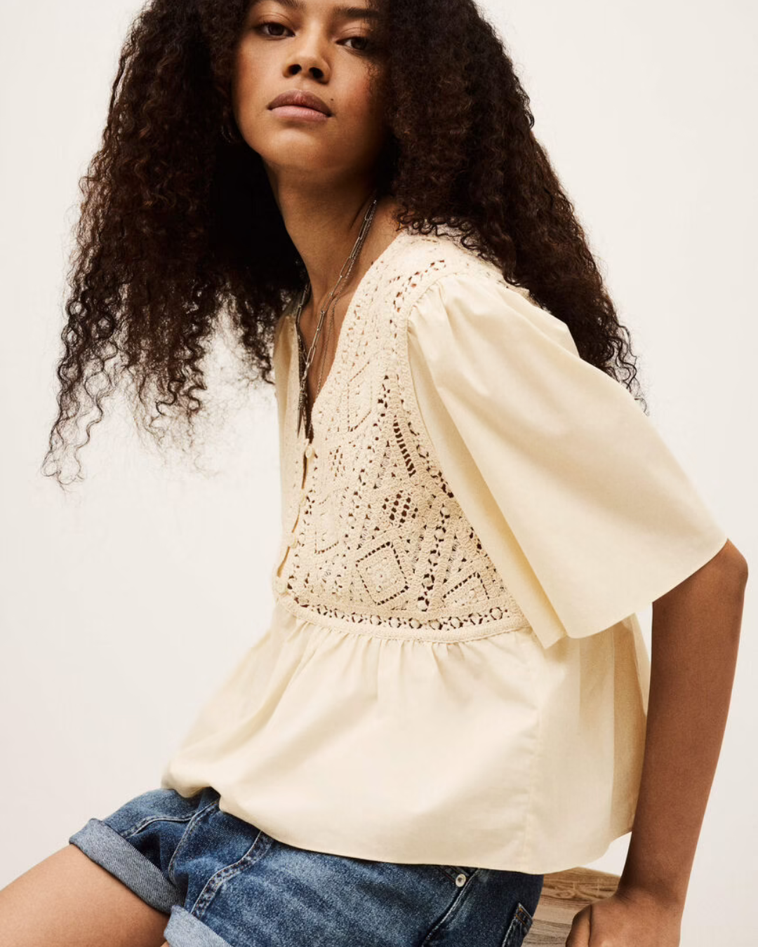Salvi Blouse in Ecru by BA&SH