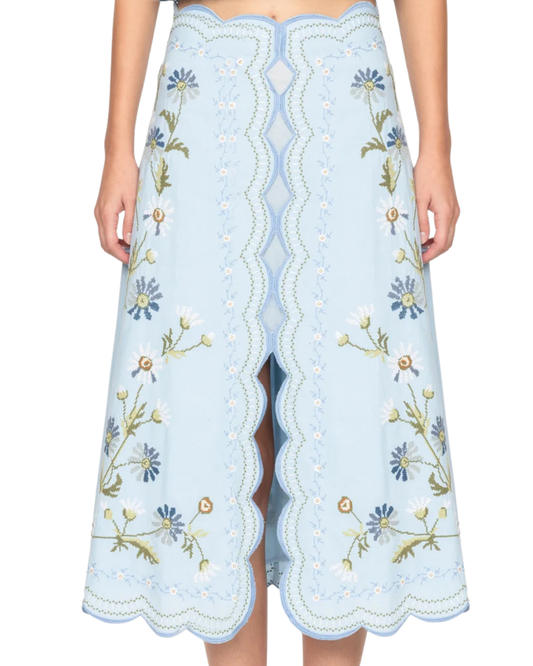 Audra Embroidery Skirt in Blue in Sea NY