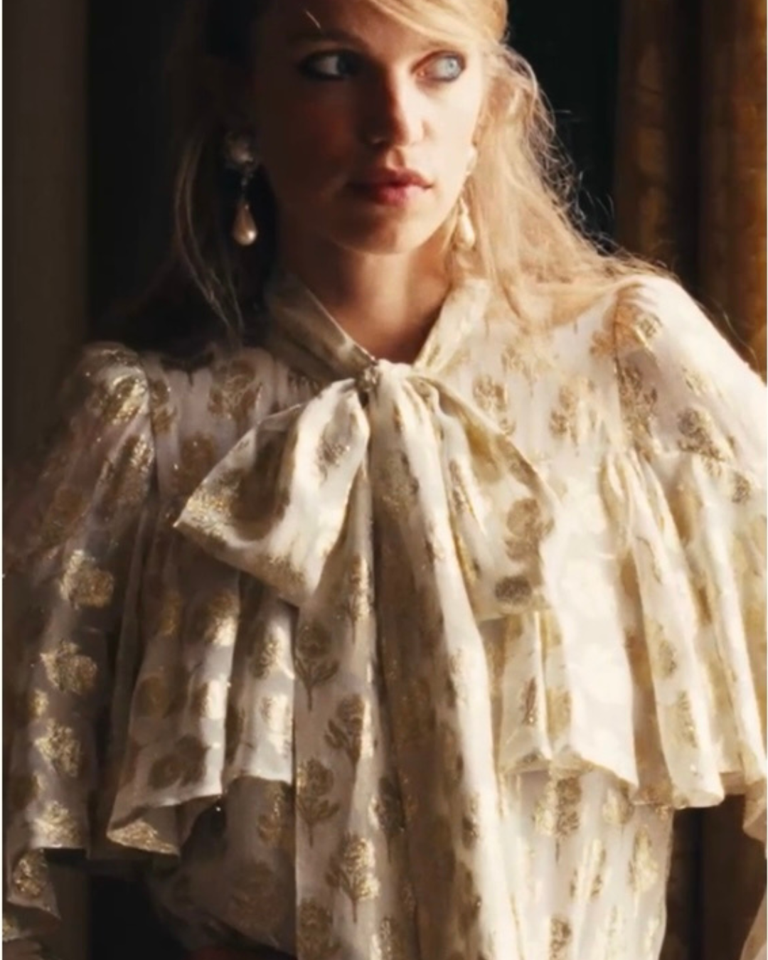 Regina Blouse in Cream & Gold by Queens of Archive