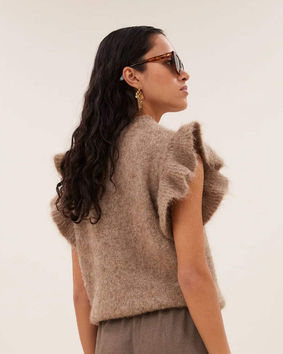 Fossy Spencer Knit Vest in Biscuit Melee by by-bar